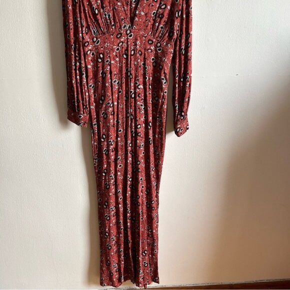Free People Sz 8 Some Like It Hot Floral  Long Sleeves Jumpsuits - Picture 3 of 14